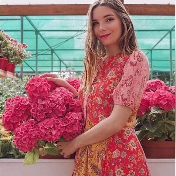 ZARA Dress BLOGGER FAVORITE Patchwork Paisley Handkerchief Hem Size M - Picture 4 of 15